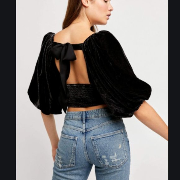 FP Marie Velvet Open Back tie Top M NWT - Picture 2 of 10